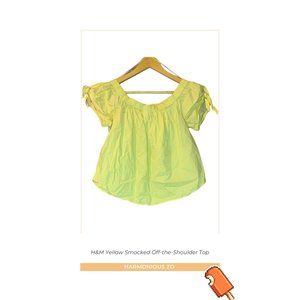 H&M Yellow Smocked Off-the-Shoulder Top